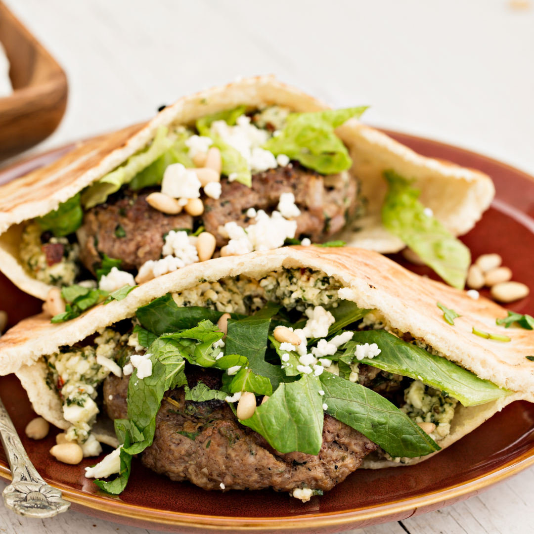 Lamb Pita Bread with Garlic Sauce and Tabbouleh